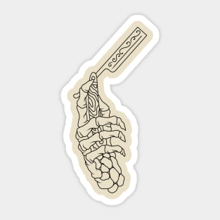 Skeleton Hand with Straight Razor Sticker